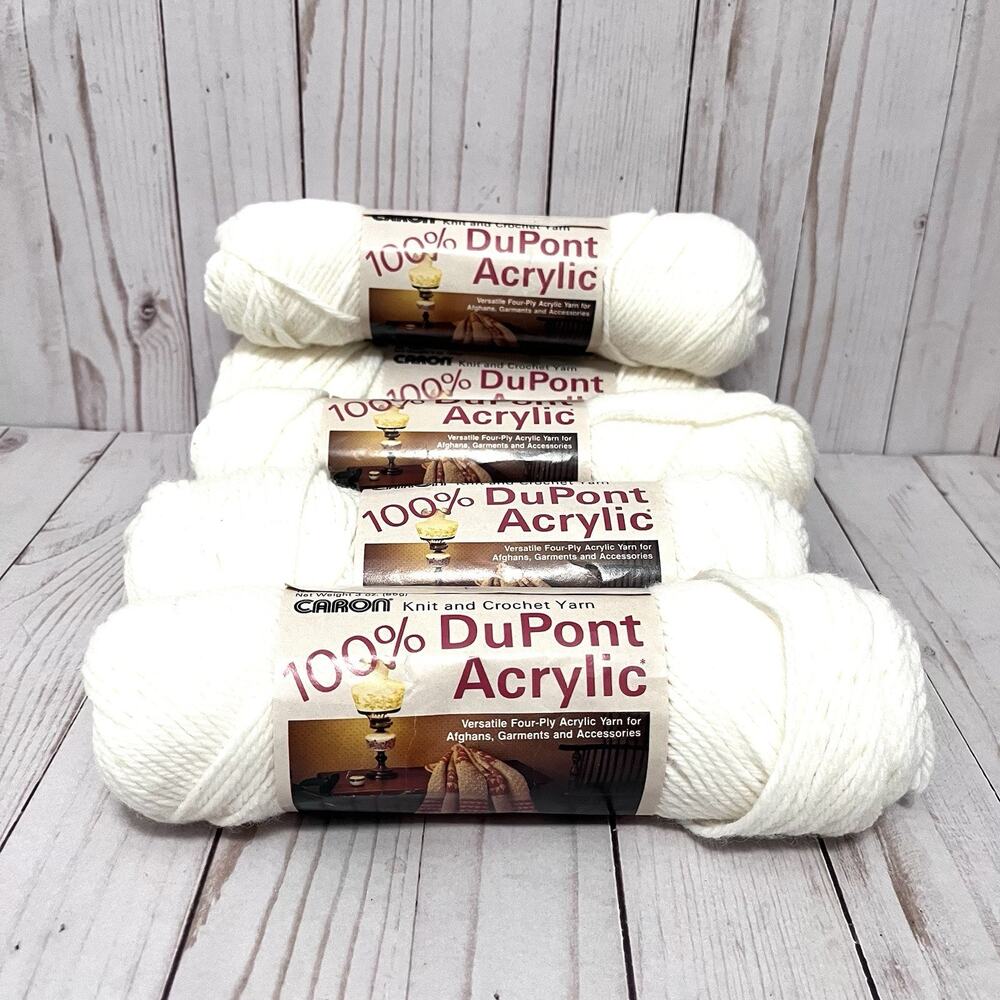 Caron DuPont Acrylic Yarn 3oz Skeins 0001 White Lot of 5